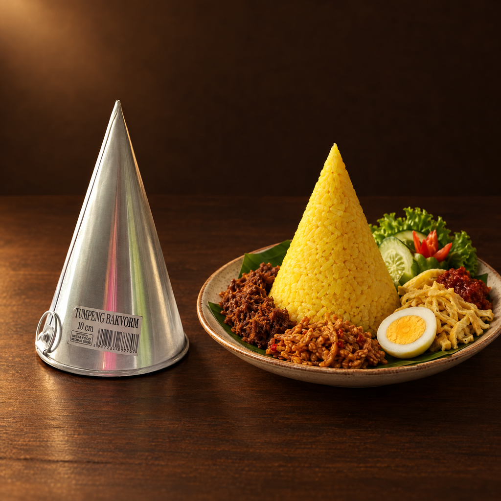Cetakan Tumpeng 10 cm – Form mit geformtem Nasi Kuning