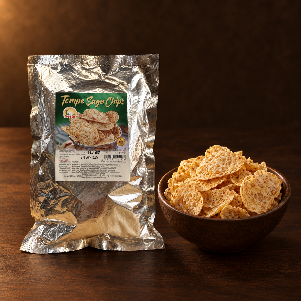 Tempe Sagu Chips 80 g – Packung mit knusprigen Chips