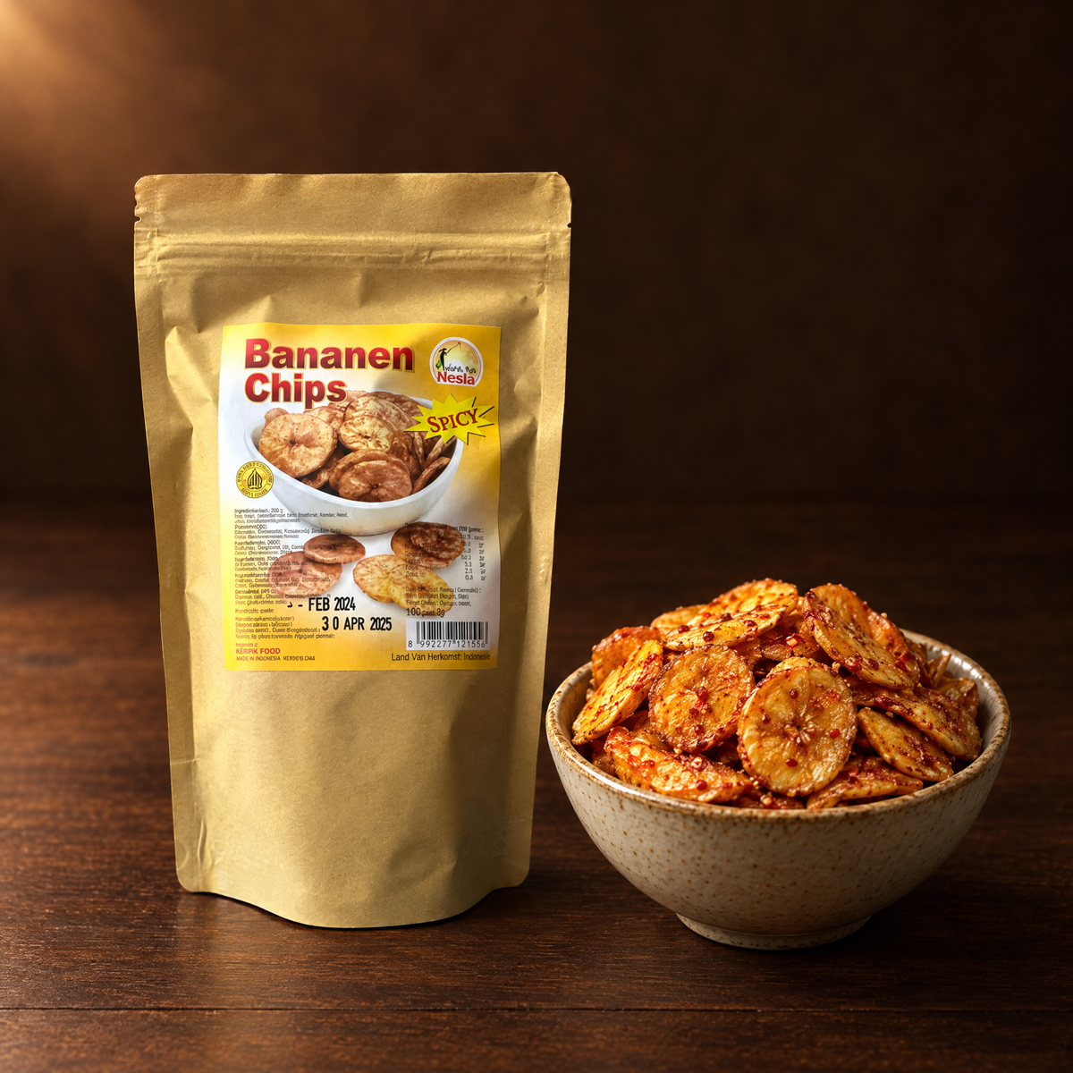 Keripik Pisang Pedas 200 g – Packung mit scharfen Bananenchips