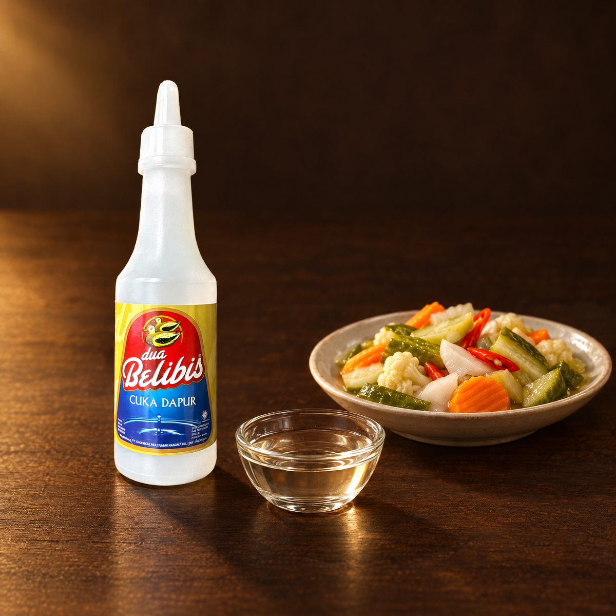 Dua Belibis Cuka Dapur 150 ml – Flasche mit Acar-Gemüse