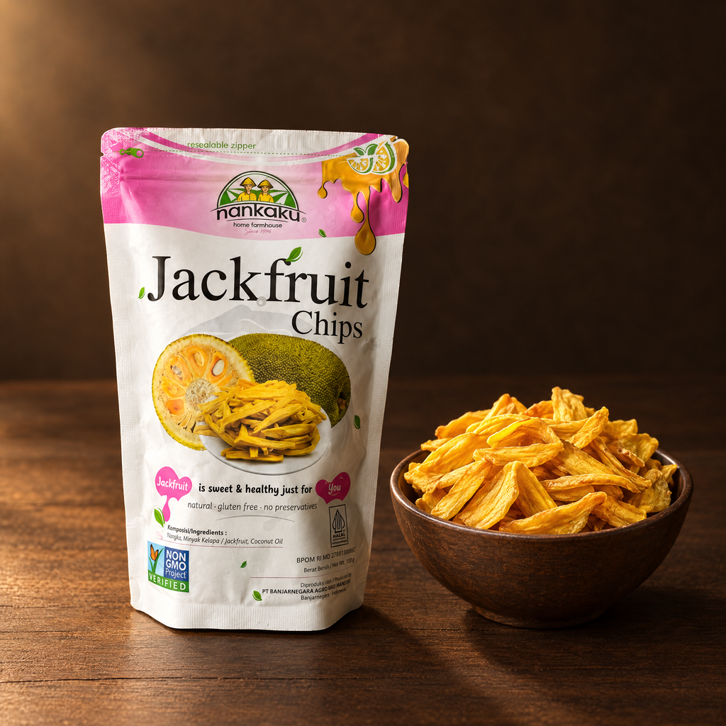 Keripik Nangka Nankaku 100 g – Packung mit Jackfrucht-Chips