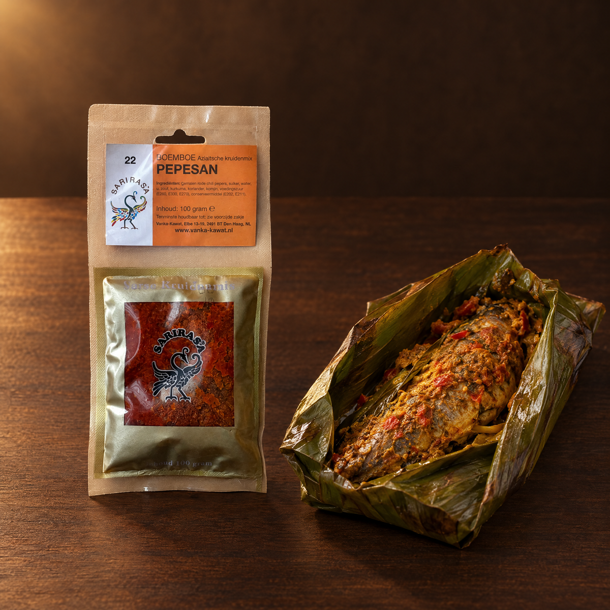 Sari Rasa Bumbu Pepesan – Packung mit Pepes im Bananenblatt