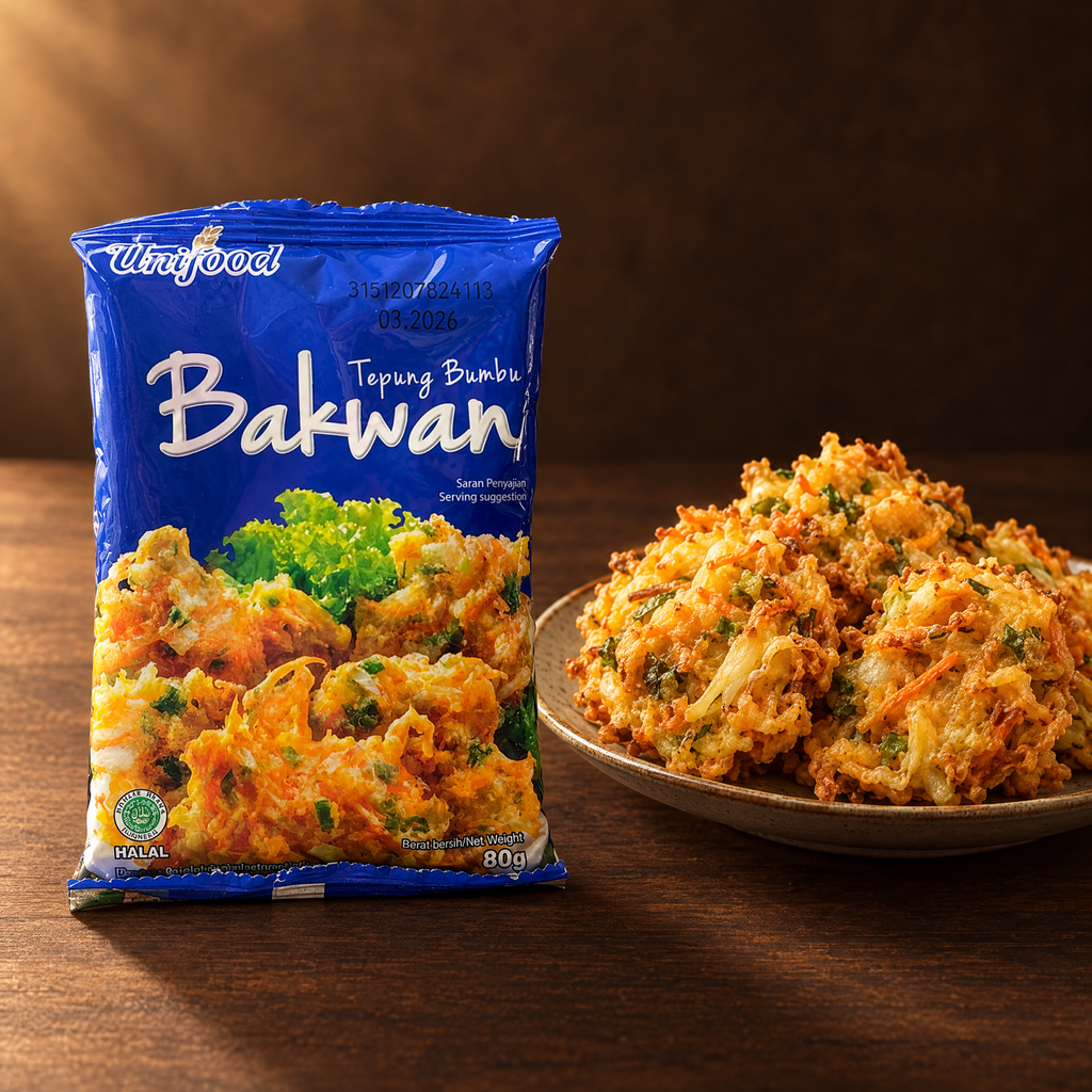 Tepung Bumbu Bakwan Unifood 150 g – Packung mit Bakwan