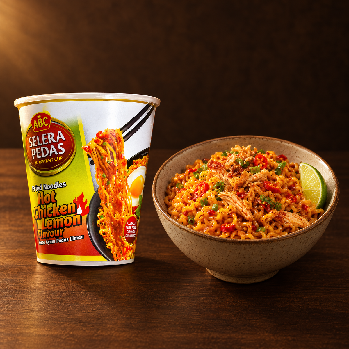 ABC Instant Cup Mie Goreng Ayam Pedas Limau 80 g – Becher mit zubereiteten Nudeln