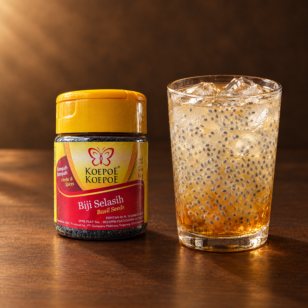 Koepoe Koepoe Biji Selasih 70 g – Packung mit Basilikumsamen-Drink