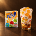 Nutrijell Jelly Powder Mango – Packung mit Es Campur im Glas