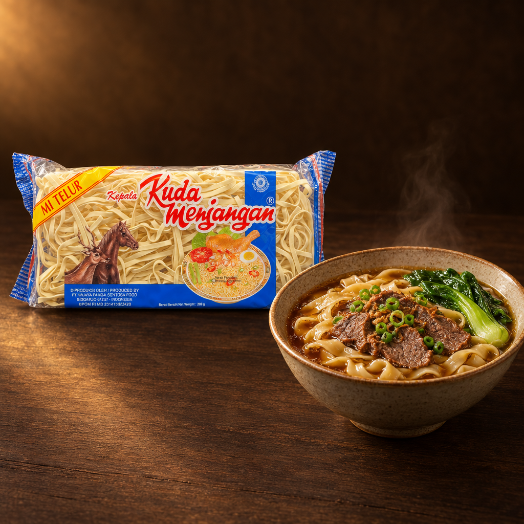 Kuda Menjangan Mie Lebar 200g – Packung mit Bandnudelsuppe mit Rindfleisch