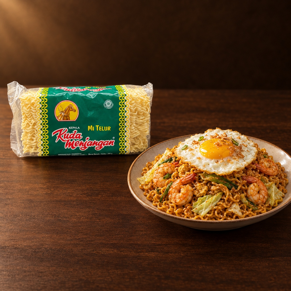 Kuda Menjangan Mie Keriting 200g – Packung mit Mie Goreng mit Garnelen