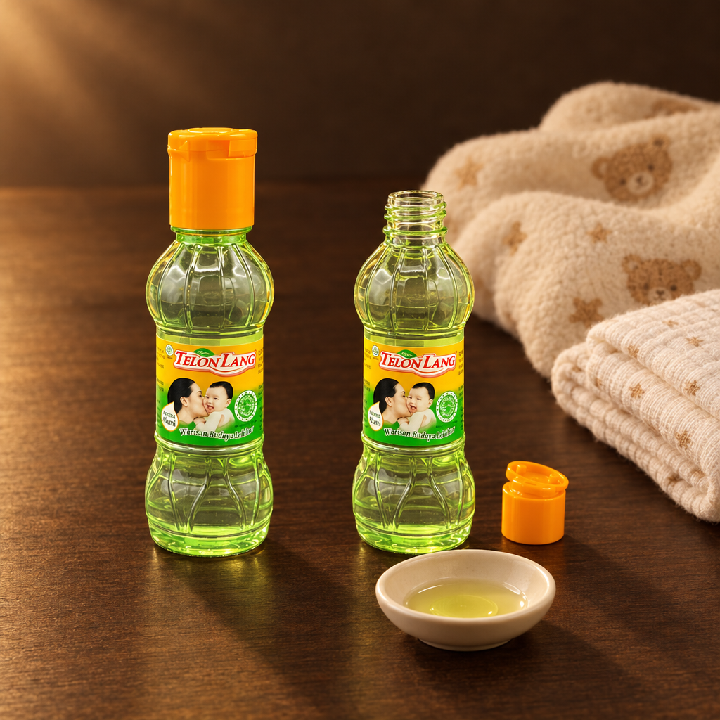 Cap Lang Minyak Telon 60 ml – Flasche mit Babydecke und Tuch
