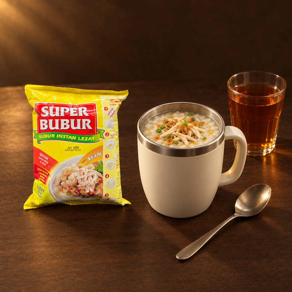 Super Bubur Instant Rasa Ayam 45g – Packung mit Reisbrei als schnelles Frühstück