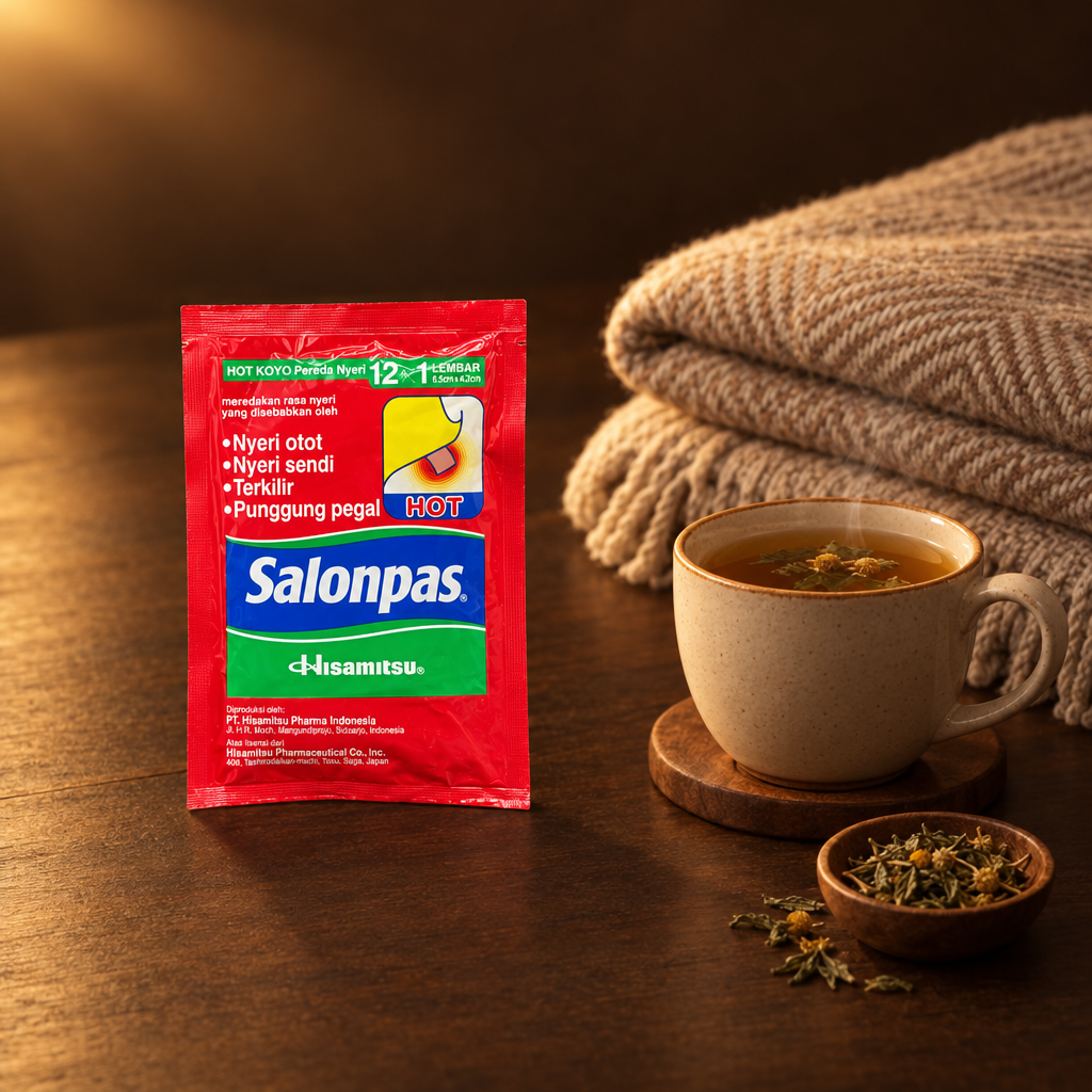 Salonpas Koyo Pereda Nyeri HOT – Packung mit Decke und Kräutertee