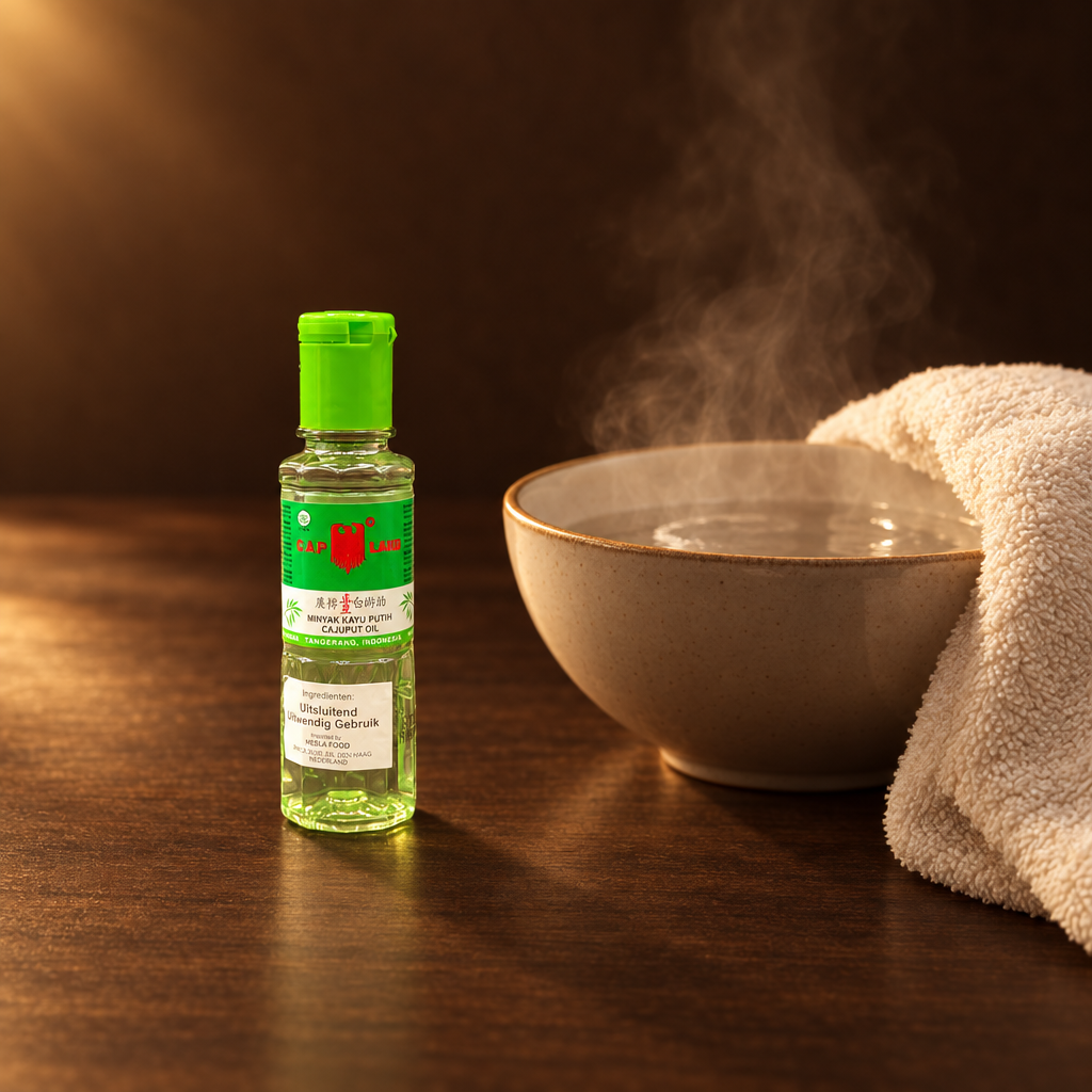Cap Lang Minyak Kayu Putih 60 ml – Flasche mit Dampfbad-Arrangement