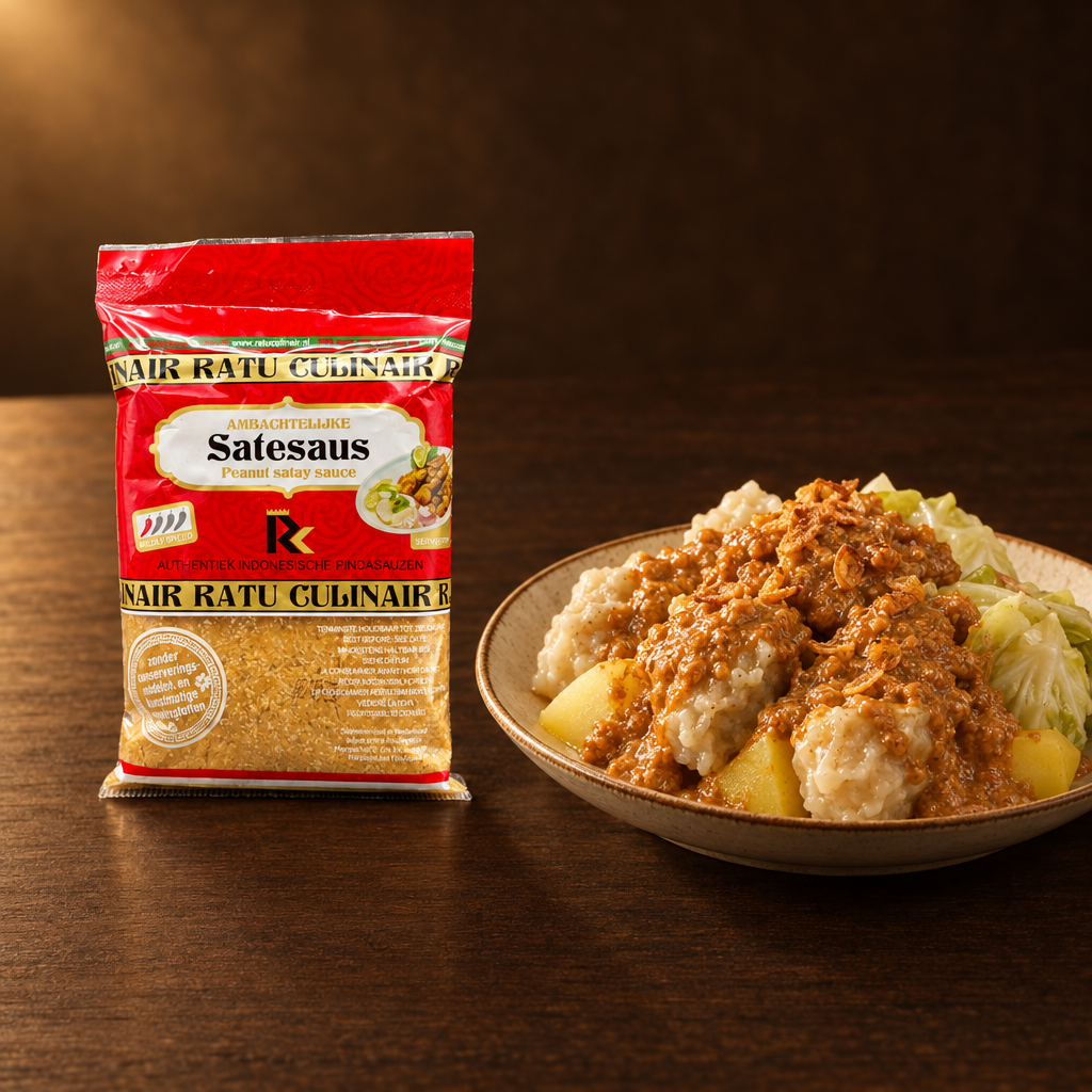 Ratu Culinair Saus Sate 200g – Glas mit Siomay und Erdnusssauce