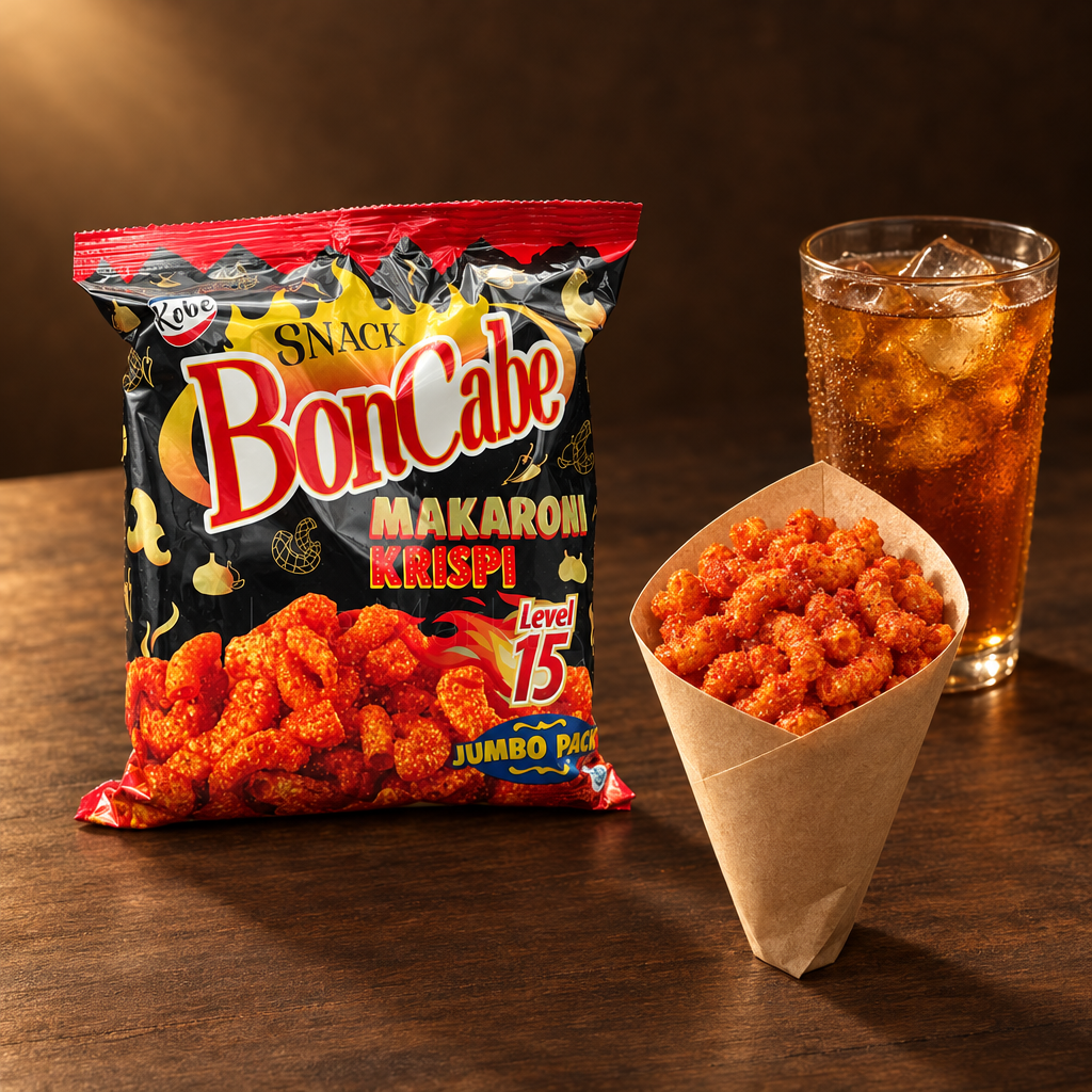 BonCabe Makaroni Crispy Snack Level 15 150 g – Packung mit Snack in der Papiertüte
