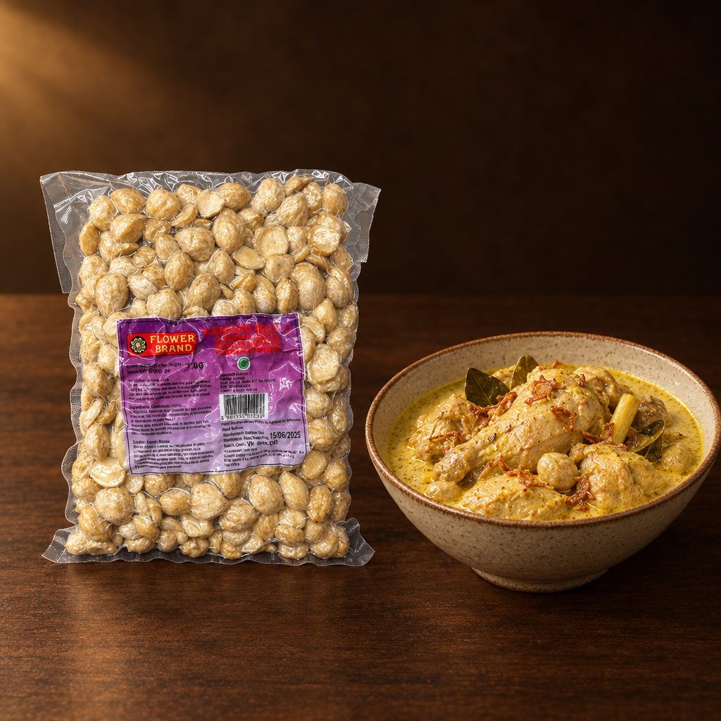 Kemiri Flowerbrand 200g – Packung mit Opor Ayam