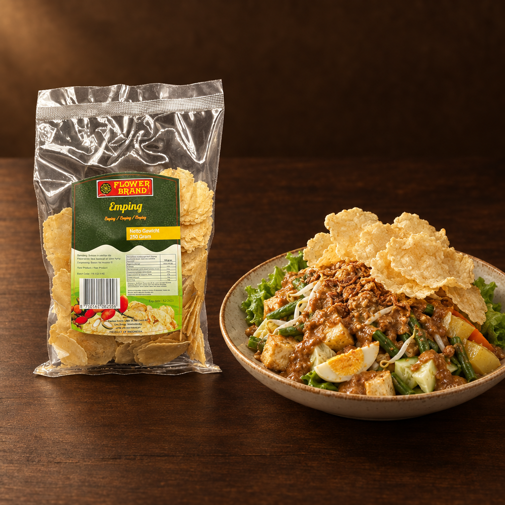 Flower Brand Emping 250 g – Packung mit Gado-Gado und Emping