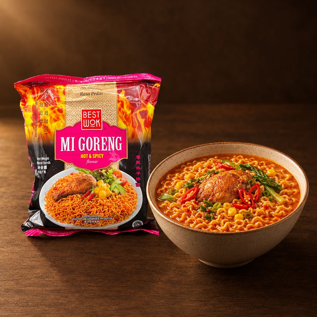 Best Wok Mie Goreng Hot & Spicy – Packung mit scharfer Nudelsuppe