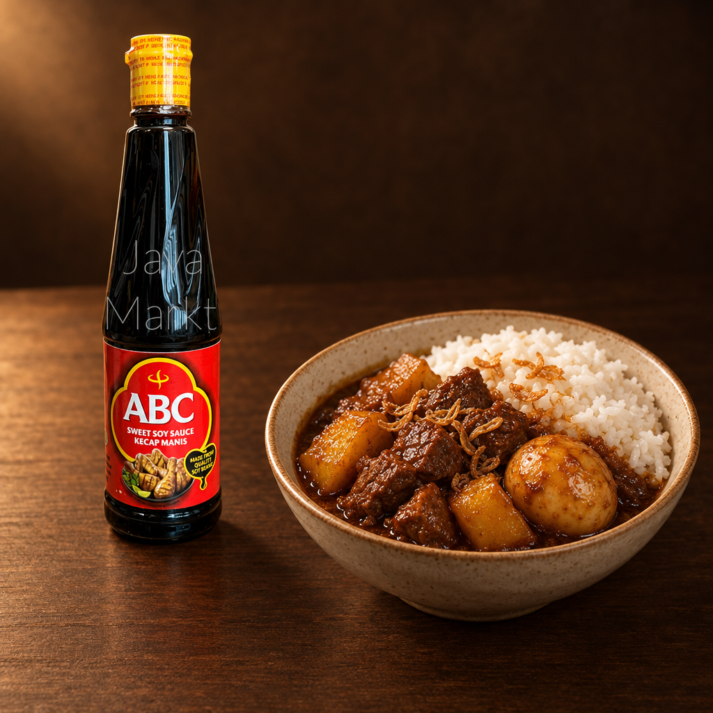 ABC Kecap Manis 275 ml – Flasche mit Semur und Reis