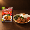 Bamboe Bumbu Rendang 35 g – Packung mit Rendang-Teller und Reis