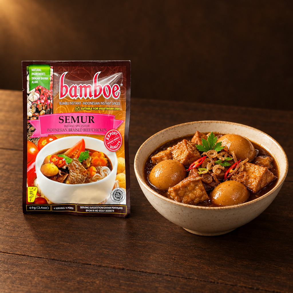 Bamboe Bumbu Semur 67 g – Packung mit Semur Tahu Telur