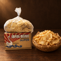 Emping Melinjo Mentah 5 kg – Großpackung mit Korb voller frittierter Emping
