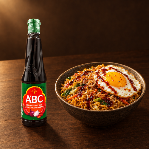 ABC Kecap Extra Pedas 135 ml – Flasche mit scharfen Bratnudeln