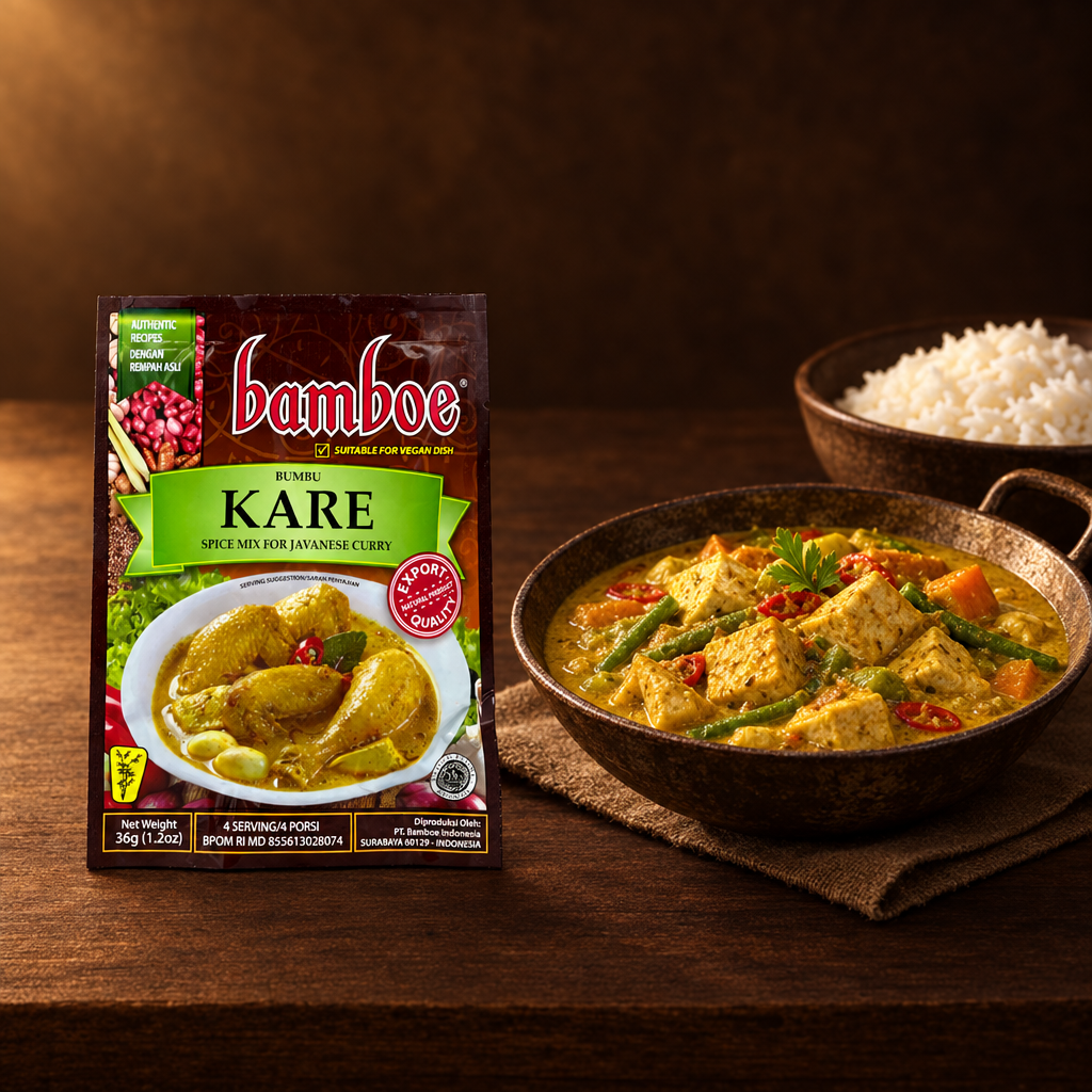 Bamboe Bumbu Kare 67 g – Packung mit Gemüse-Tofu-Curry