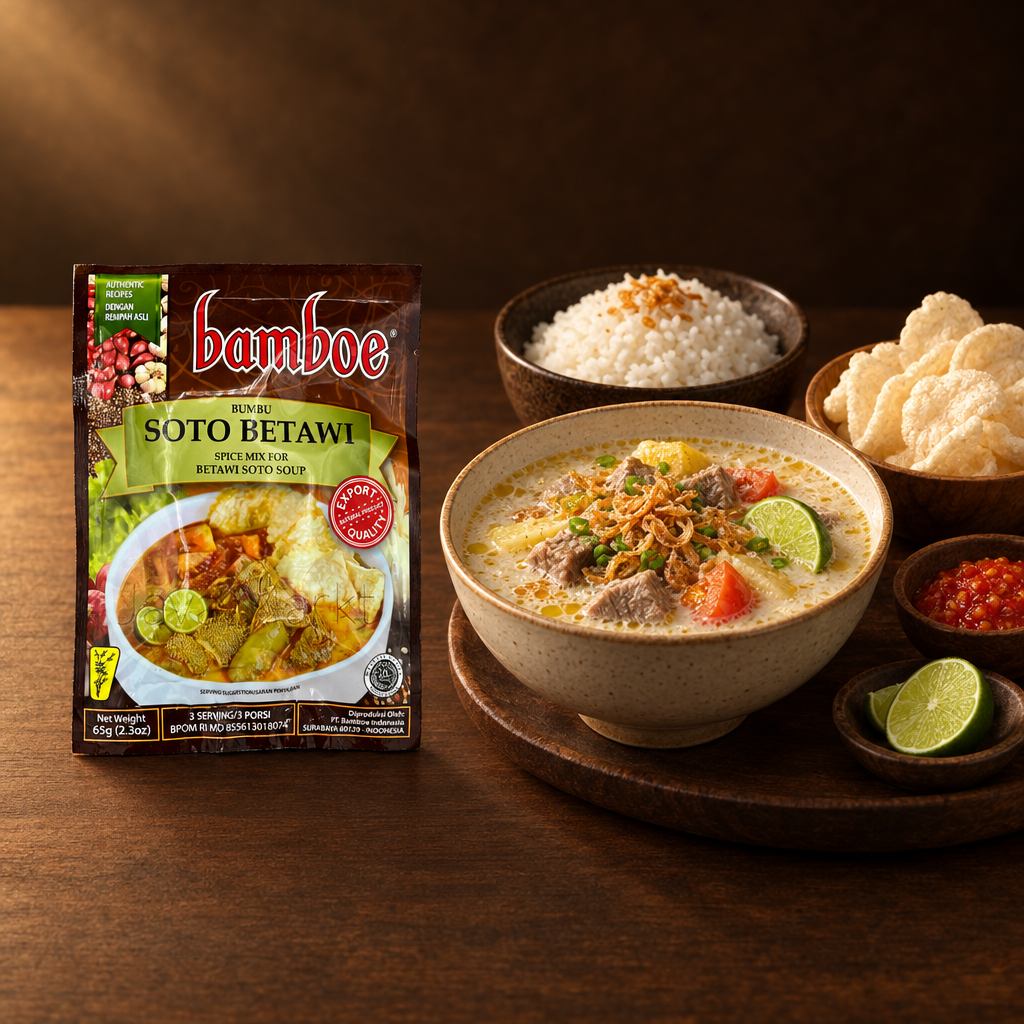 Bamboe Bumbu Soto Betawi 65 g – Packung mit komplettem Soto-Betawi-Gedeck