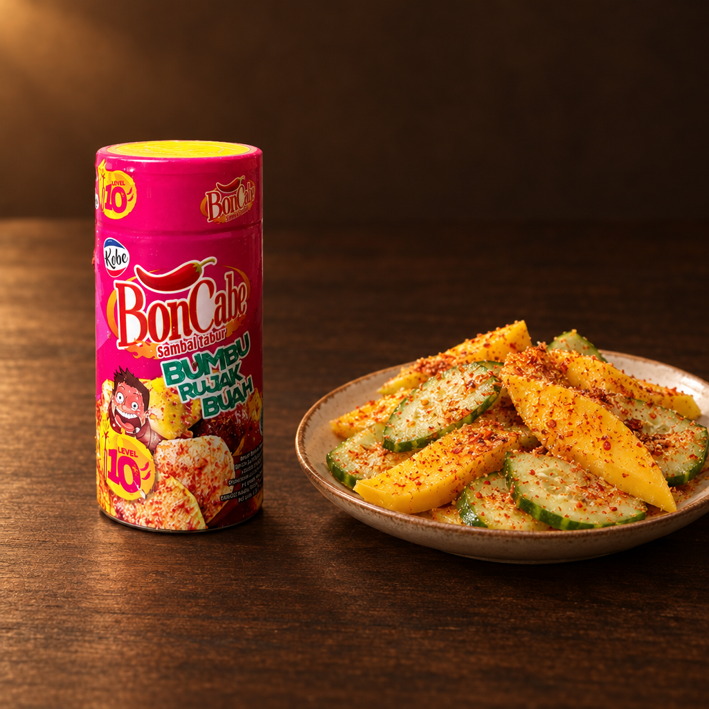 Bon Cabe Bumbu Rujak Buah Lv.10 45 g – Packung mit Früchten und Gewürz