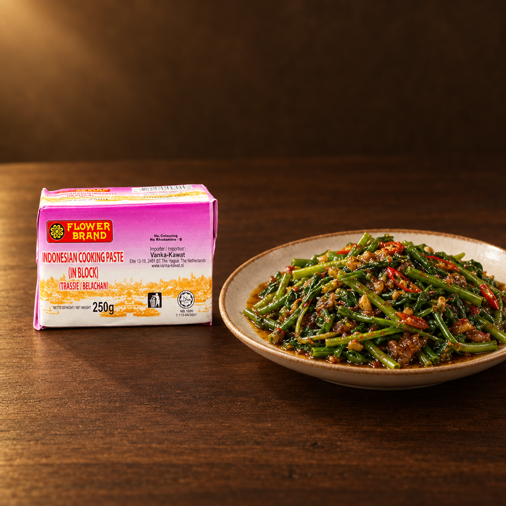 Flower Brand Terasi 250 g – Packung mit gebratenem Kangkung