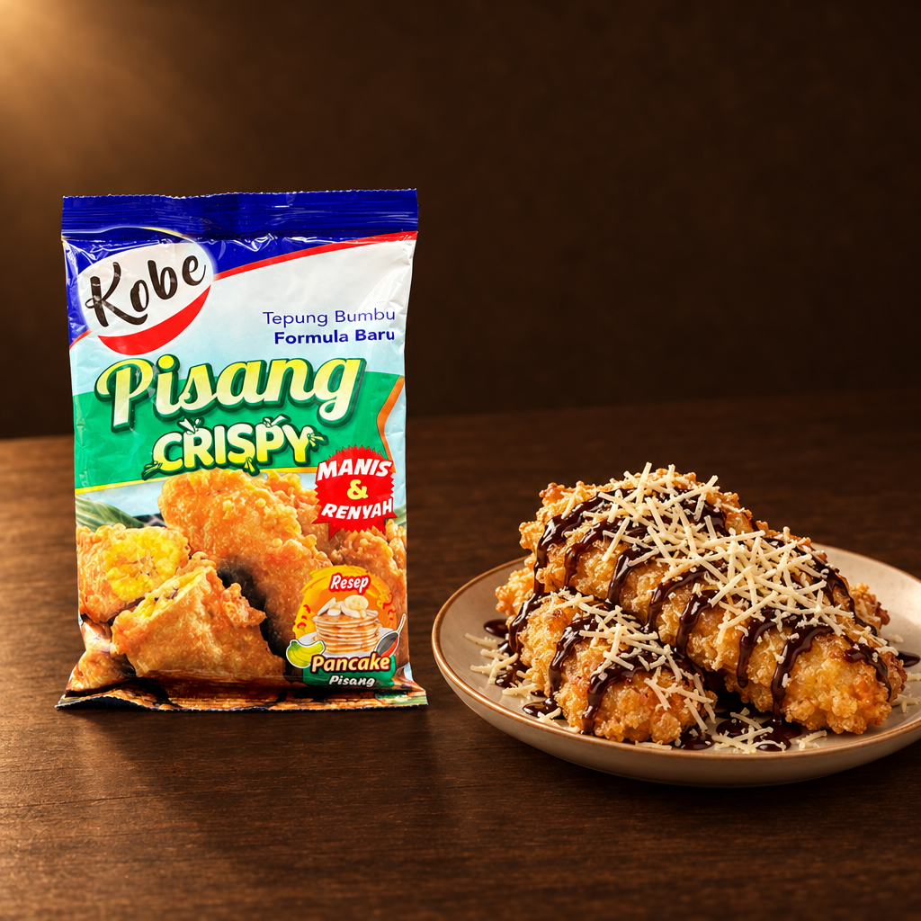 Kobe Pisang Crispy 72g – Packung mit Bananen-Dessert mit Schokolade und Käse