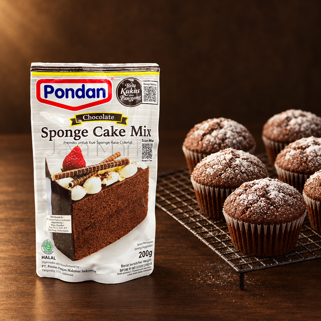 Pondan Sponge Cake Mix Chocolate 400g – Packung mit Schoko-Muffins