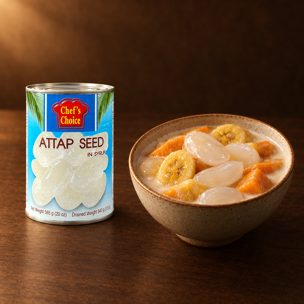 Kolang Kaling in Sirup 565g – Dose mit warmem Kolak-Dessert