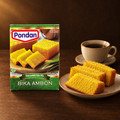 Pondan Bika Ambon Backmischung 412g – Packung mit Kuchenstücken und Kaffee