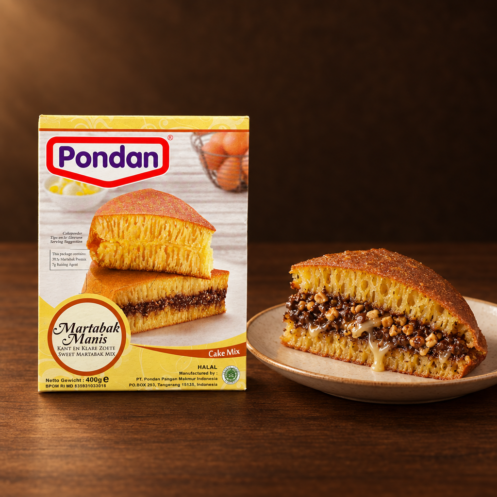 Pondan Tepung Martabak Manis 400g – Packung mit gefülltem Martabak