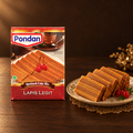 Pondan Lapis Legit Backmischung 400g – Packung mit festlich angerichtetem Lapis Legit