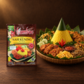 Bamboe Bumbu Nasi Kuning 50 g – Packung mit Tumpeng und Beilagen