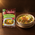 Bamboe Bumbu Soto Daging Khas Madura 40 g – Packung mit Reisteller und Soto