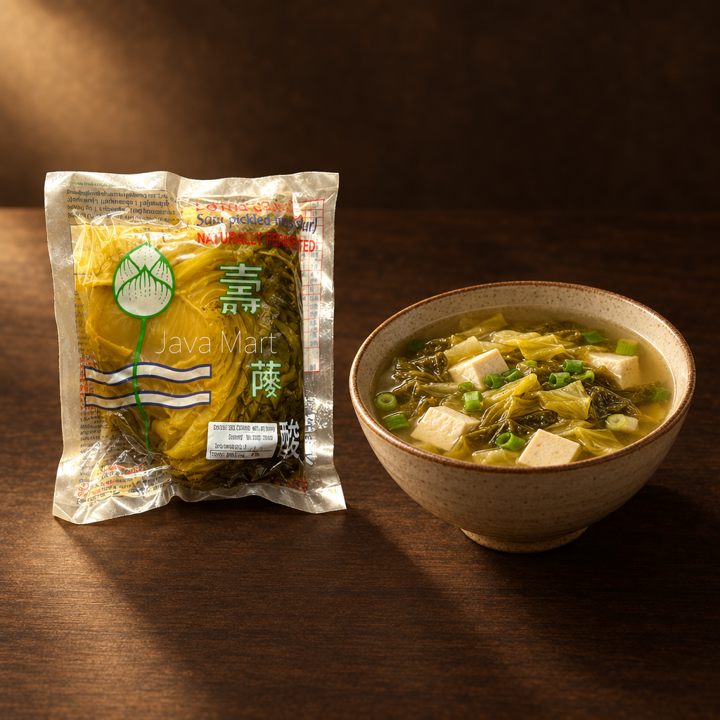 Lotus Brand Sawi Asin 350g – Packung mit Suppe mit Senfkohl