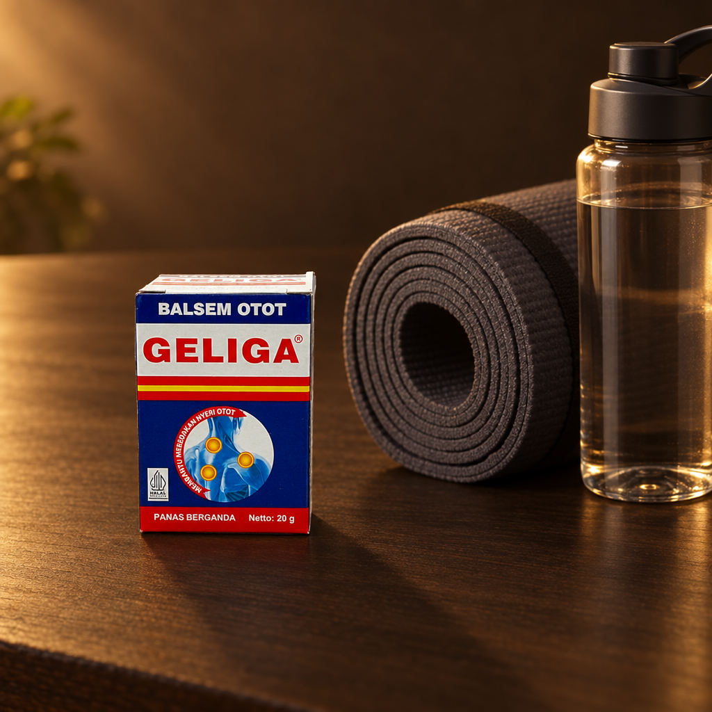 Geliga Balsem Otot 20 g – Packung mit Yogamatte nach dem Sport