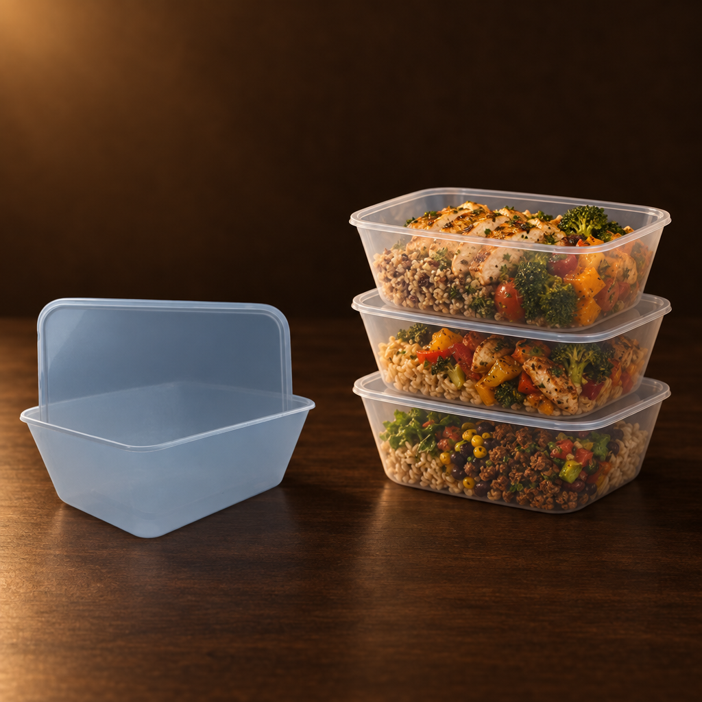 Plastic Food Container 750 ml – gestapelte Behälter für Meal Prep