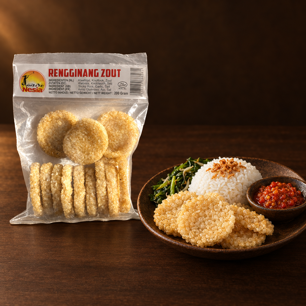 Rengginang Asin Mentah 250 g – Packung mit Reisgericht und Crackern