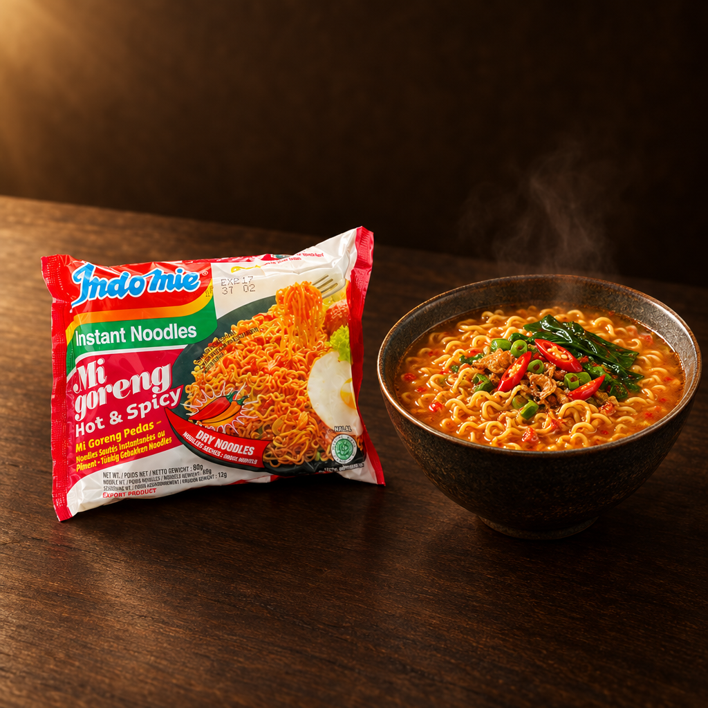 Indomie Mie Goreng Pedas 5 x 85 g – Vorteilspack mit scharfer Nudelsuppe