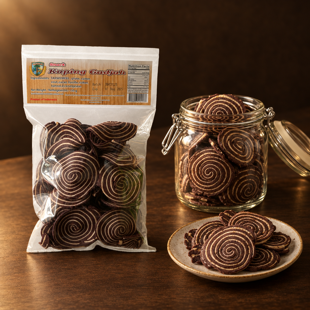 Kuping Gajah Snack 150 g – Packung mit Keksglas als Geschenk