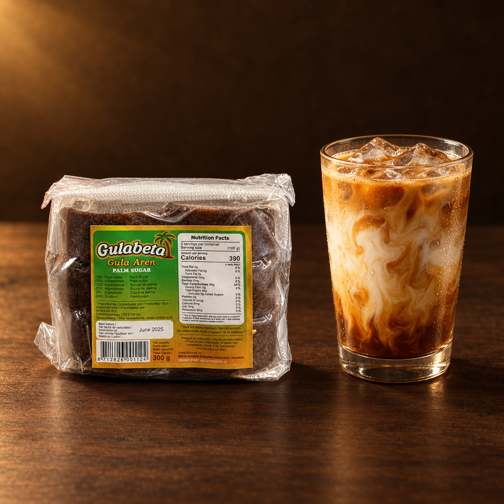 Gula Beta Gula Aren Palmzucker 300 g – Packung mit Palmzucker-Latte