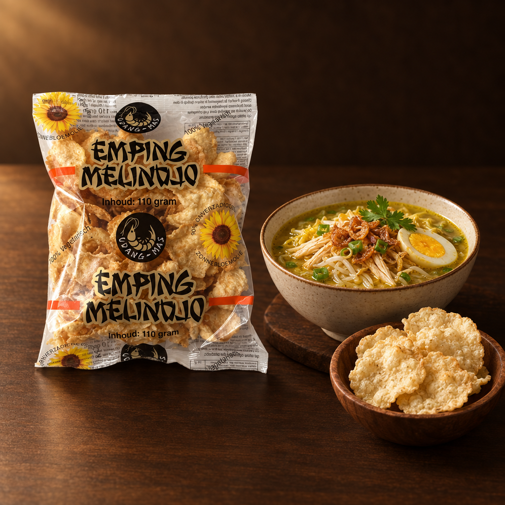 Udang Mas Emping Melinjo Goreng – Packung mit Soto-Suppe und Emping