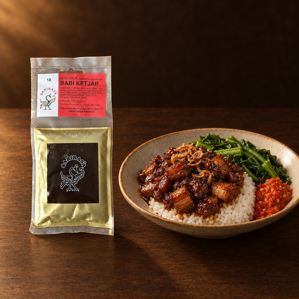 Sari Rasa Bumbu Babi Kecap – Packung mit komplettem Reisteller