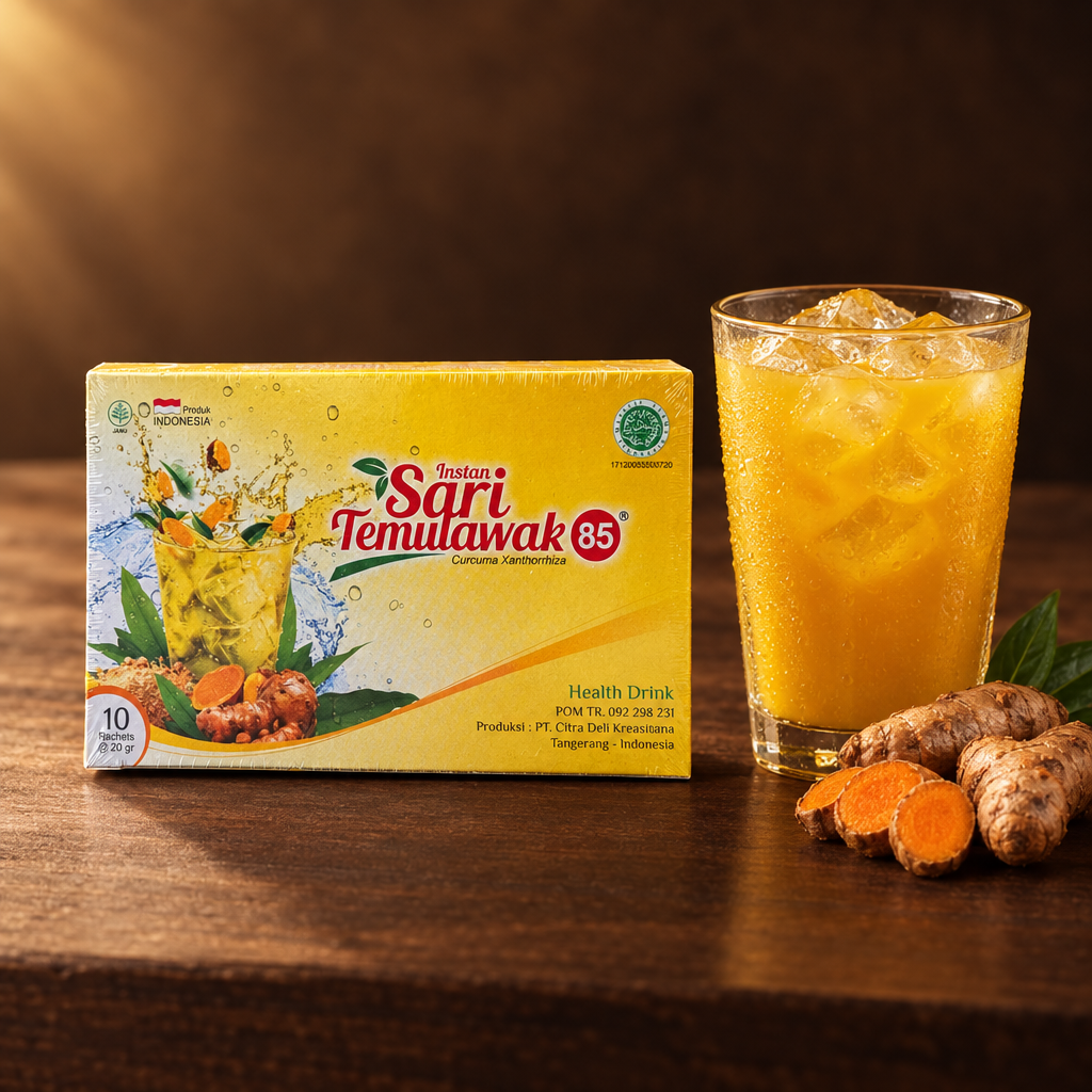 Sari Temulawak Instant 85 g – Packung mit Eis-Kurkumagetränk