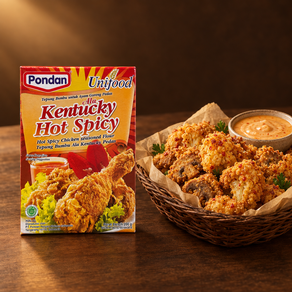 Unifood Bumbu Kentucky Hot & Spicy – Tüte mit knusprigen Hähnchenflügeln