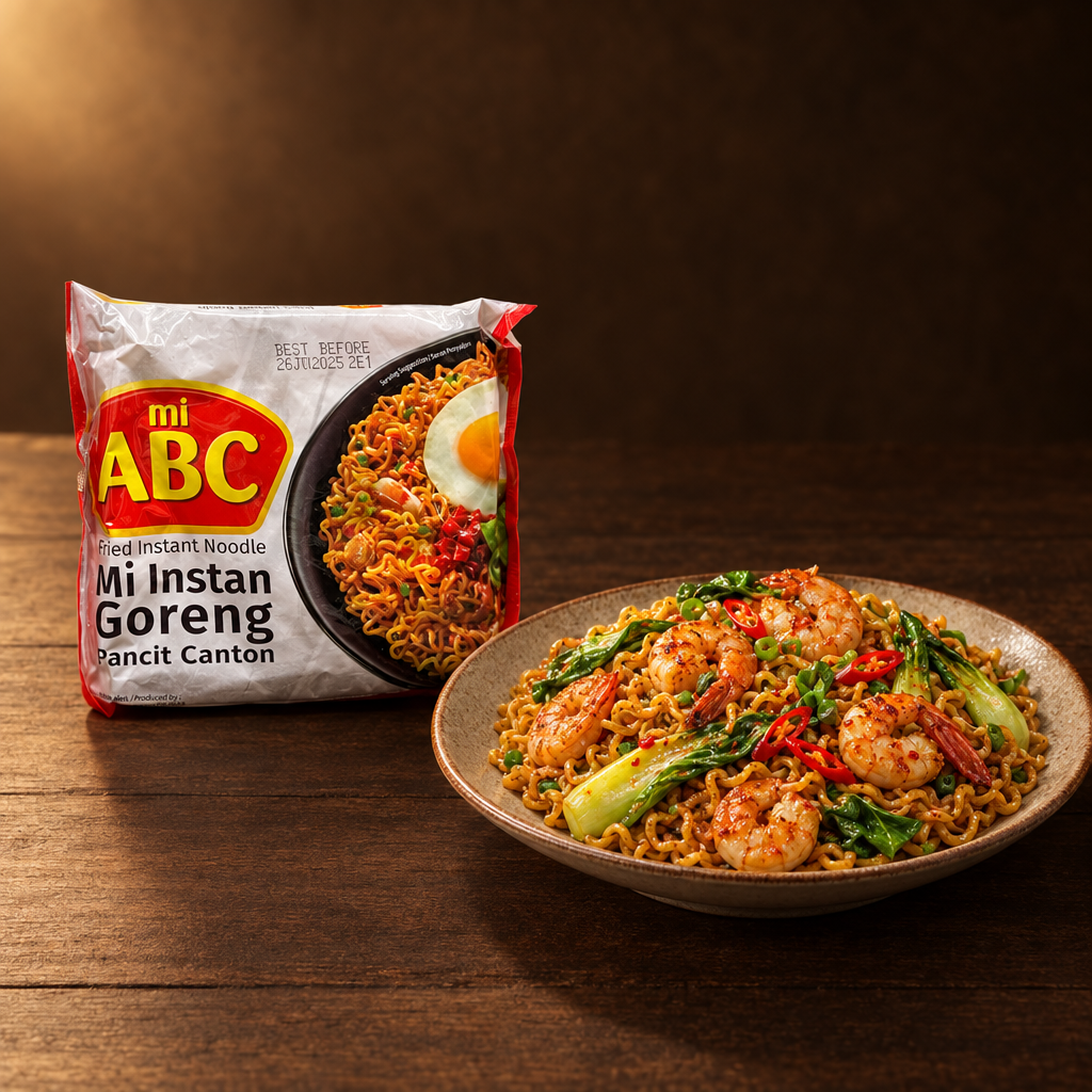 Mie ABC Instan Goreng 5er Pack – Packung mit Nudeln und Garnelen